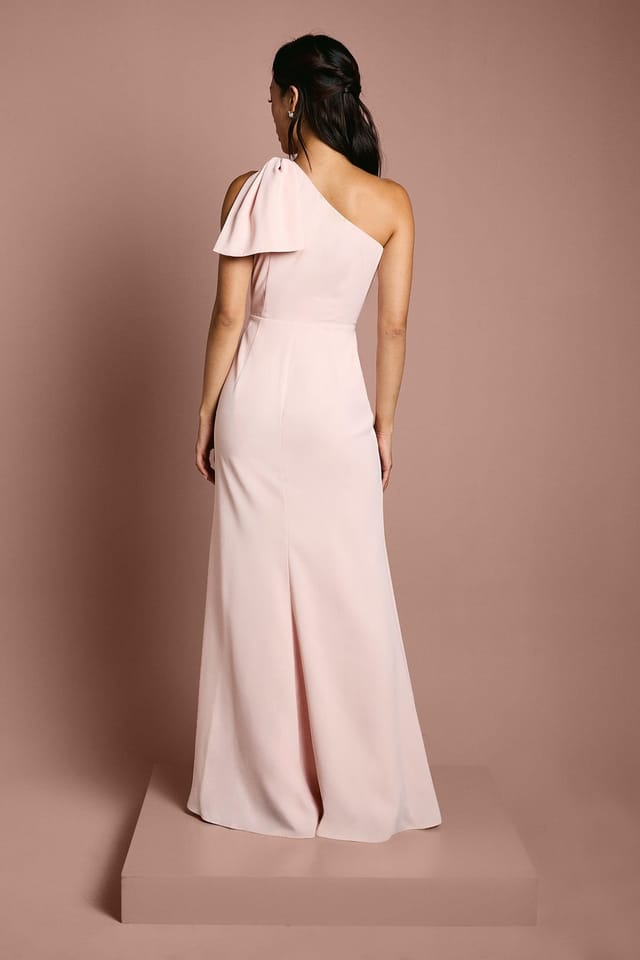 Coast Coast Women's Honoured Bow One Shoulder Maxi Bridesmaid Dress in Blush - 3
