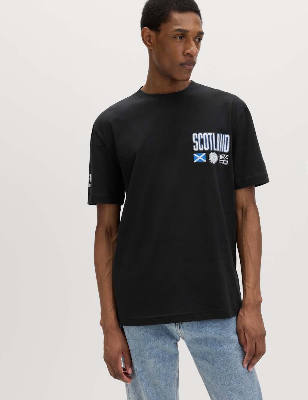 Marks & Spencer M&S Pure Cotton FIFA™ Classics Scotland T-Shirt Black