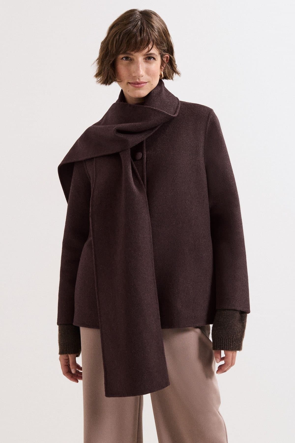 Phase Eight Phase Eight Women's Kaja Scarf Coat in Dark Brown