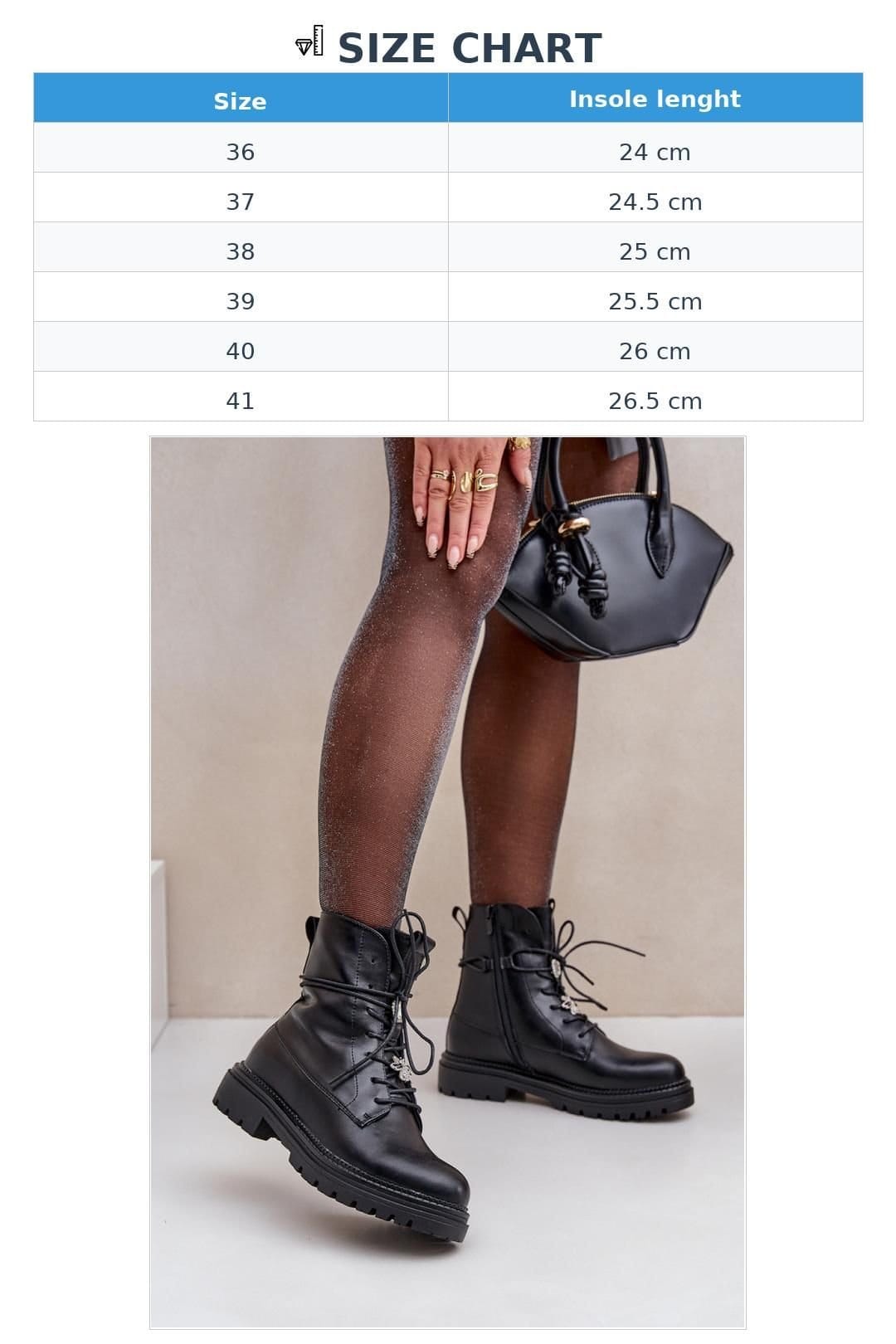 Love Lace Love Lace Women's Faux Lace Up Flat Heel Boots With Decorative Pins in Black - 4