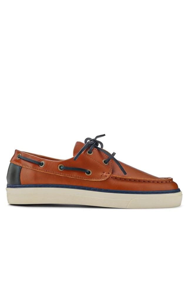 Jones Bootmaker Jones Bootmaker Men's Rhodes Leather Boat Shoes in Tan - 2