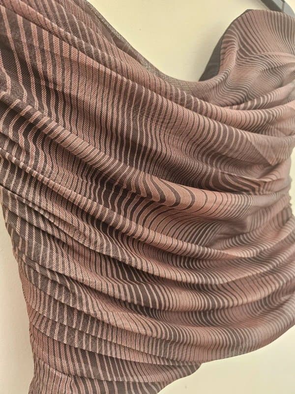 Zara Zara Brown Mesh Draped Corset Top Strapless Ruched Bustier S