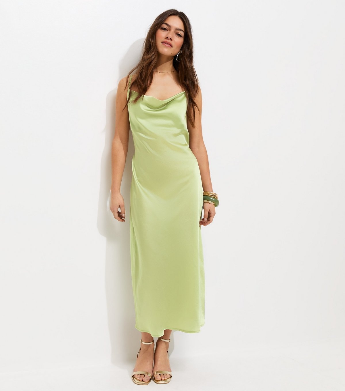 New Look Women's Petite Light Green Satin Slip Midi Dress New Look - 2