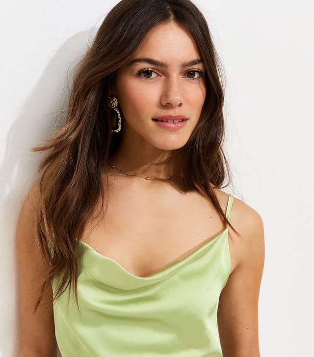New Look Women's Petite Light Green Satin Slip Midi Dress New Look - 3