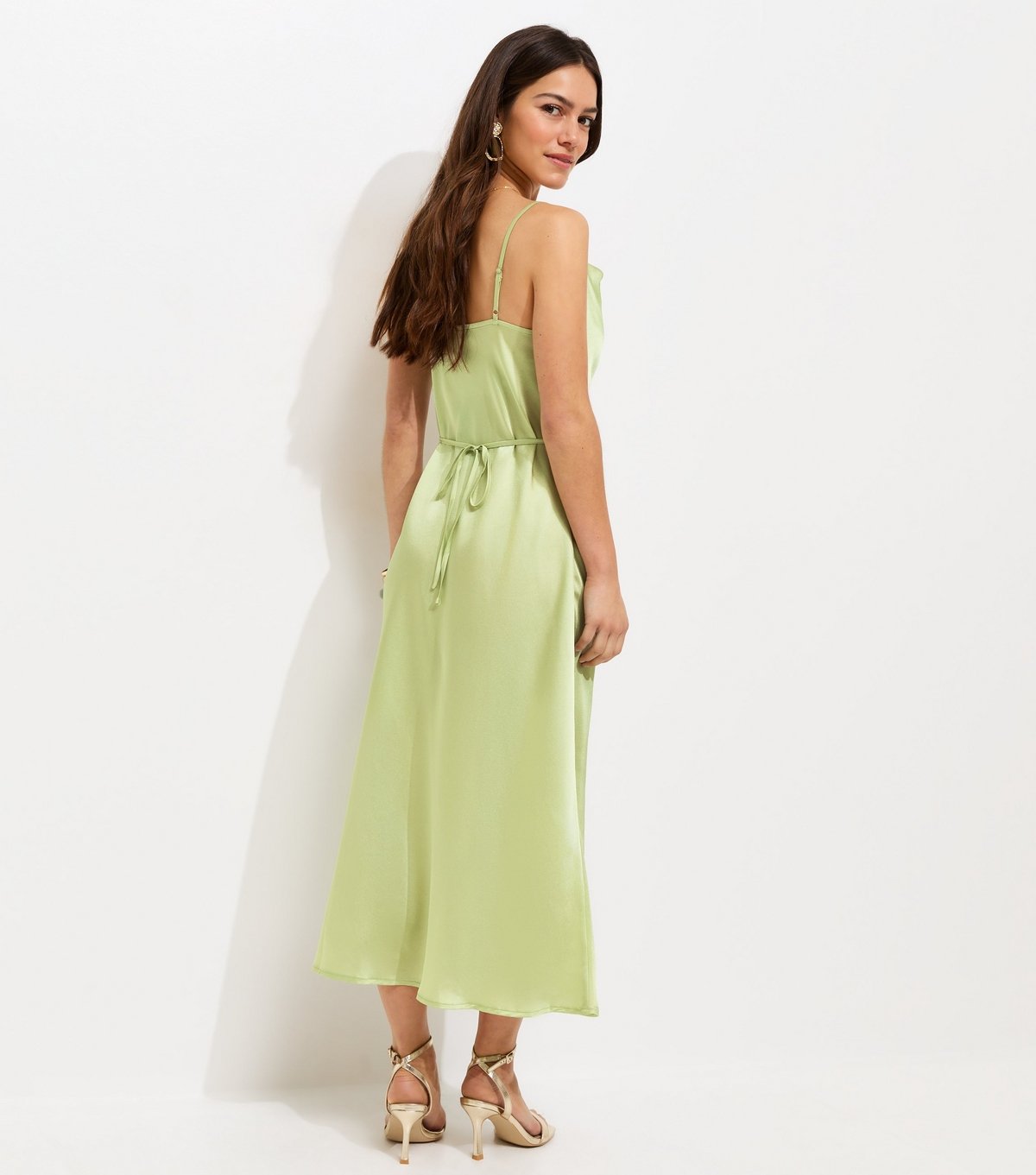 New Look Women's Petite Light Green Satin Slip Midi Dress New Look - 4