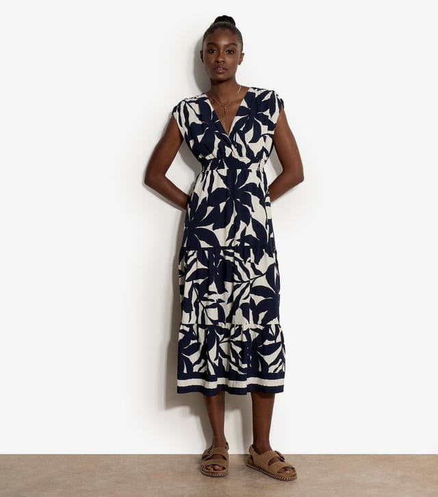 Apricot Women's Blue Floral Silhouette Print Midi Dress Apricot New Look - 2
