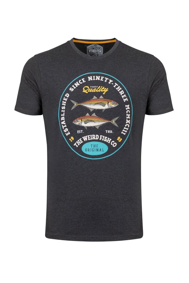 Weird Fish Weird Fish Men's Fish Stamp Front Print Graphic T-Shirt in Charcoal - 2