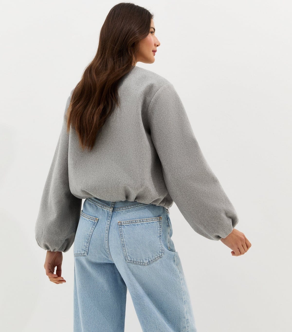 New Look Women's Grey Collarless Zip Through Bomber Jacket New Look - 4