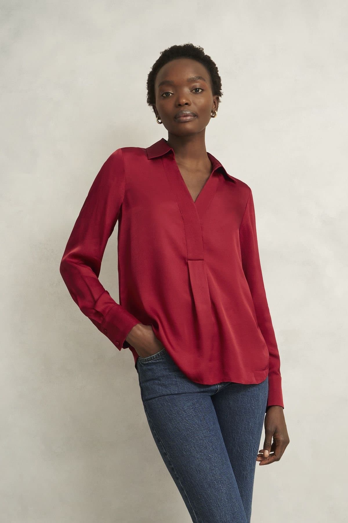 Hobbs London Hobbs London Wine Satin Blouse