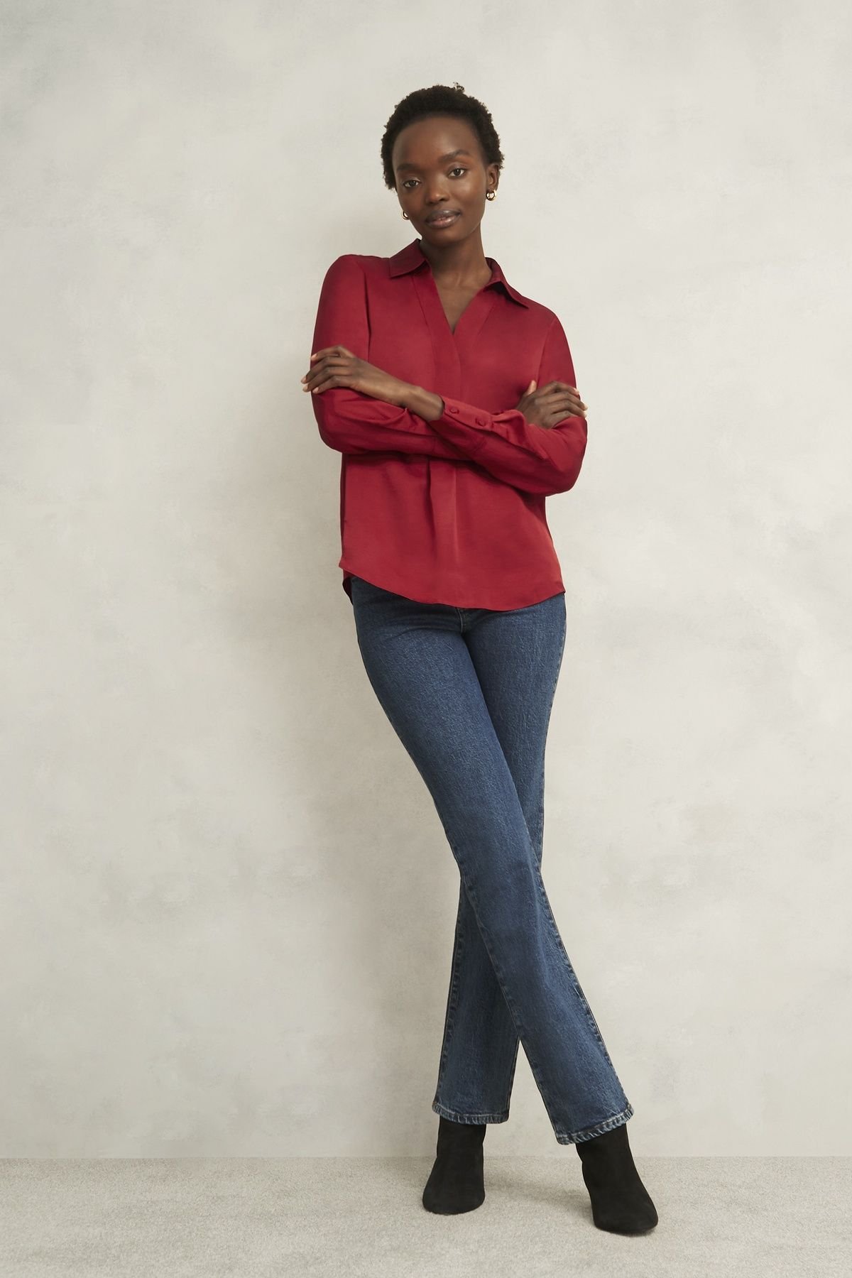 Hobbs London Hobbs London Women's Marie Satin Blouse in Wine - 3