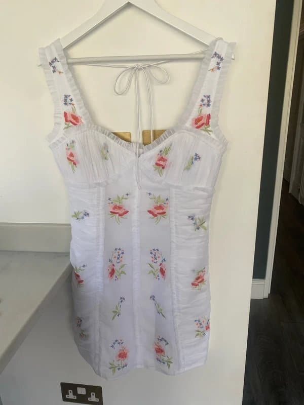 ASOS Design Pretty white embroidered dress