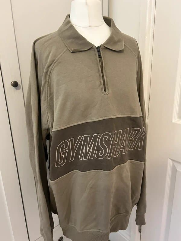 Gymshark Gymshark Oversized Half Zip Sweatshirt Medium Khaki Green Pullover Jumper Collared