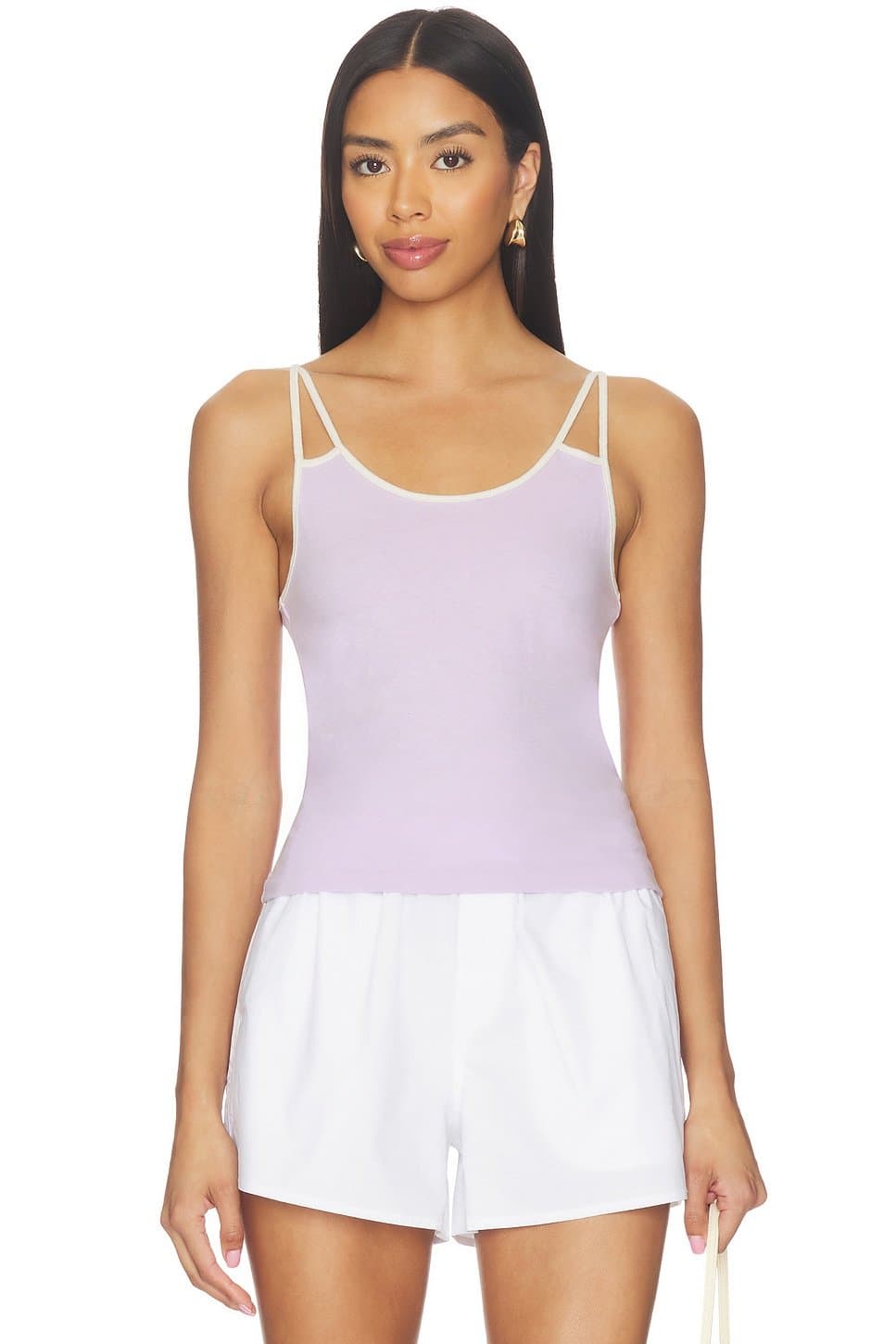revolve Revolve Baby Violet & White Contrast Spaghetti Tank Top