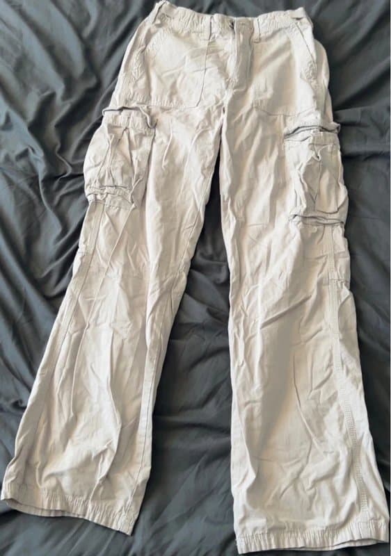 Bershka Bershka Cream Parachute Cargo Trousers
