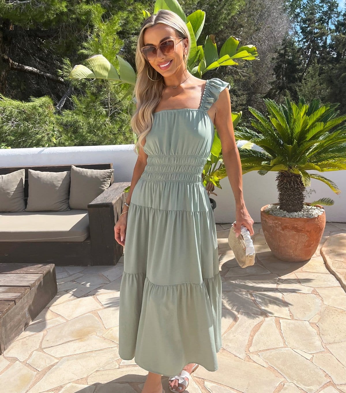 AX Paris Women's Mint Green Frill Strap Smock Midi Dress AX Paris New Look - 1