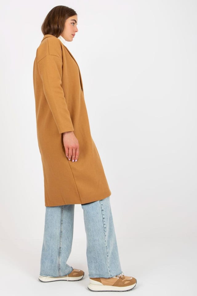 Love Lace Love Lace Women's Single Breasted Lined Wool Coat with Pockets in Brown - 2