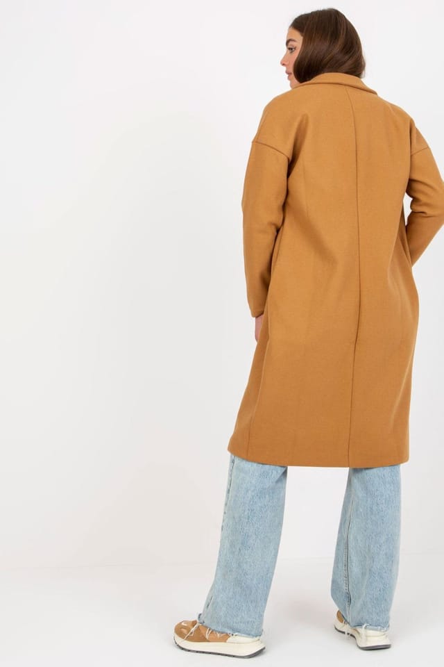 Love Lace Love Lace Women's Single Breasted Lined Wool Coat with Pockets in Brown - 3
