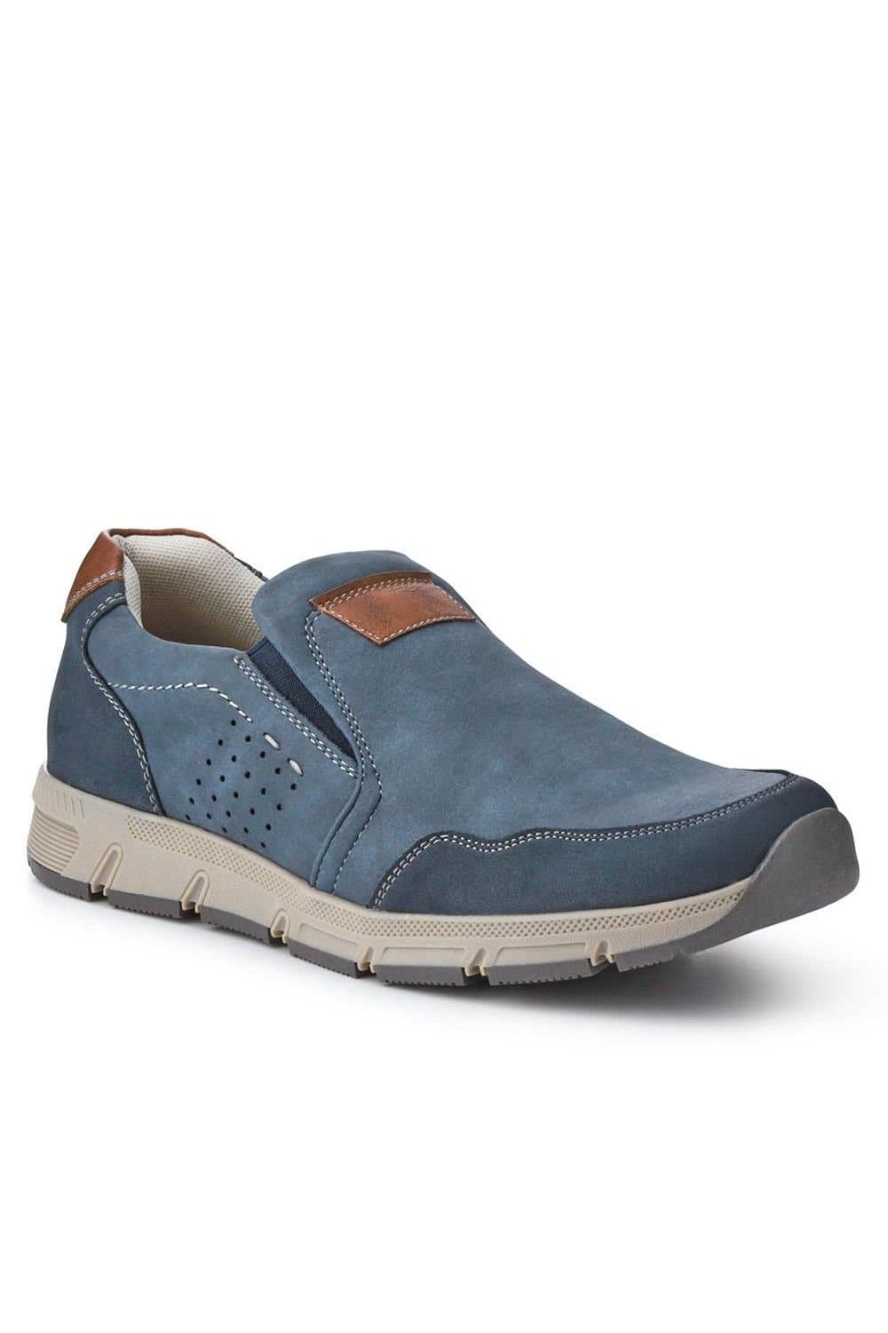 Pavers Pavers Men's Wide Fit Casual Slip-On Trainers in Navy