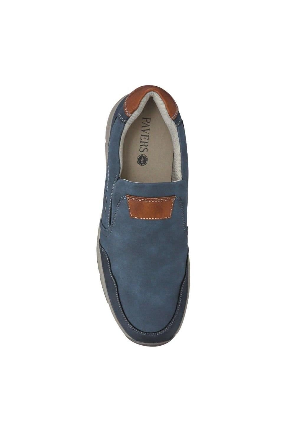 Pavers Pavers Men's Wide Fit Casual Slip-On Trainers in Navy - 4