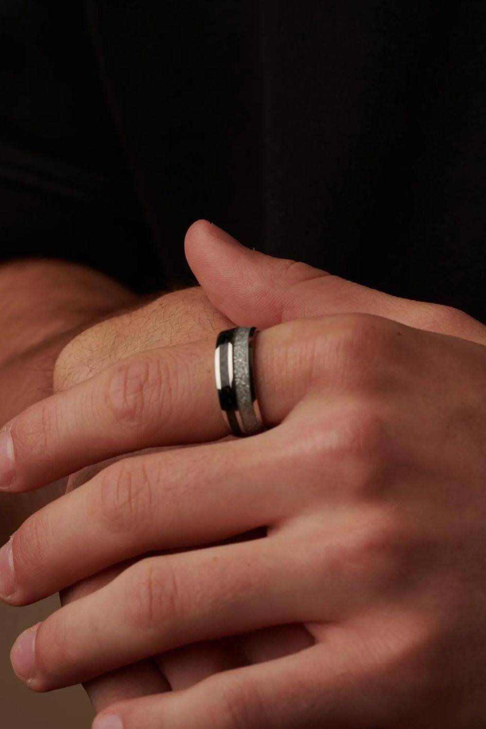 Outrage London Outrage London Men's Silver & Black Personalised Band Ring - 4