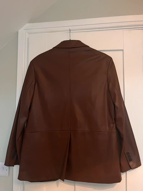 Bershka Brown Faux Leather Blazer Jacket