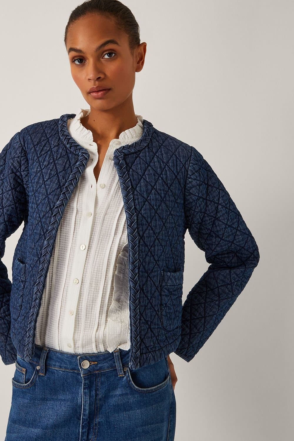 Monsoon Monsoon Women's Martha Denim Plait Jacket Blue