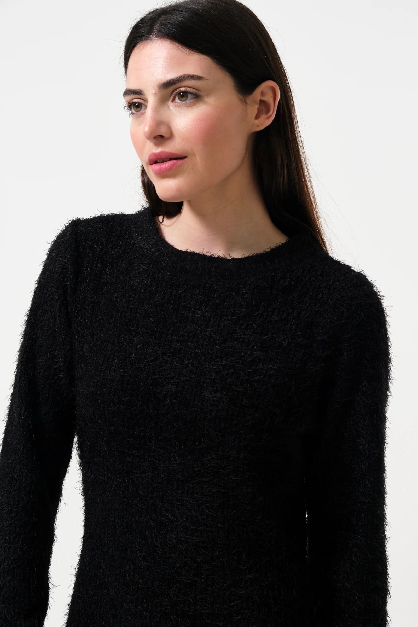 Louche Louche Women's Guila Eyelash Rib Long Sleeve Midi Dress - Black - 3