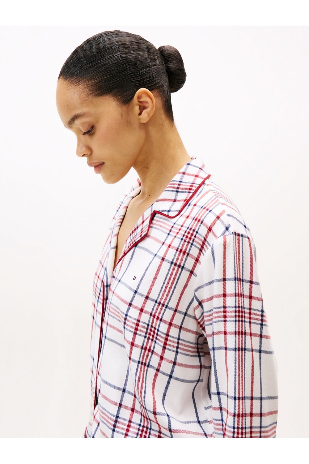 Tommy Hilfiger Tommy Hilfiger Women's Ess. Sleep Gift LS Flannel Shirt Set w. Slipper City Plaid/Ivory - 4