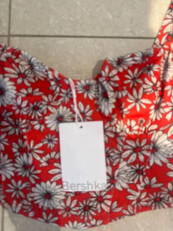 Bershka Bershka ruched corset-detail cami crop top