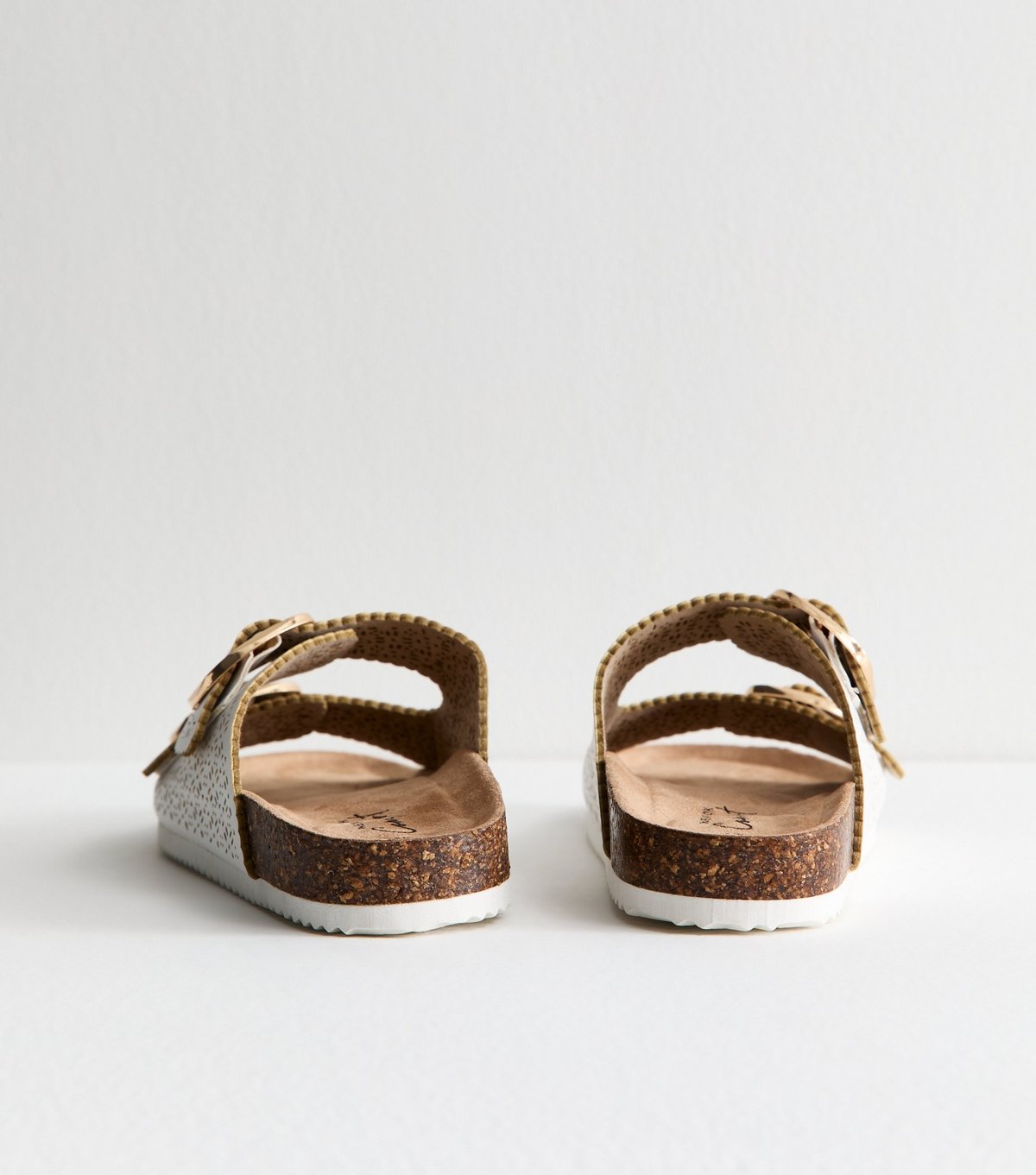 New Look Women's White Lazer Cut Faux Leather Sandals Vegan New Look - 4