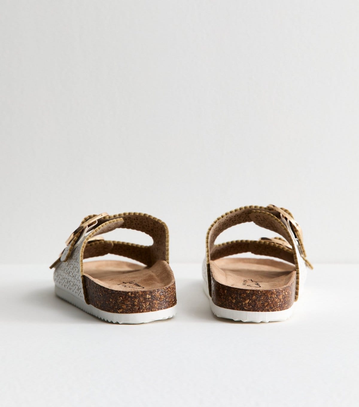 New Look Women's White Lazer Cut Faux Leather Sandals Vegan New Look - 4
