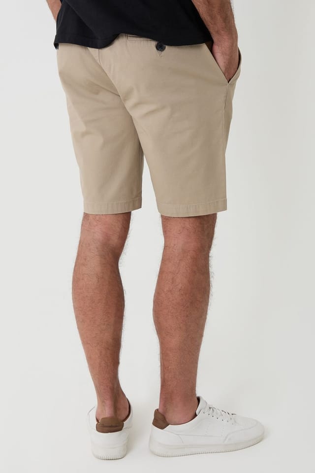 Threadbare Threadbare Men's Elasticated Waist Stretch Chino Shorts in Stone - 2