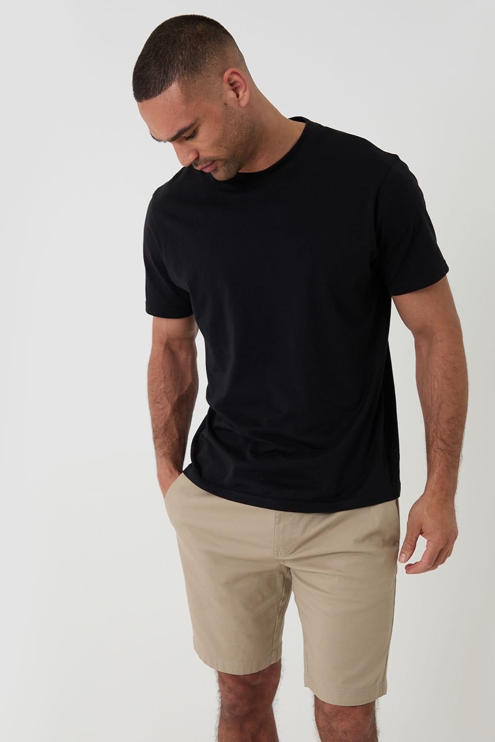 Threadbare Threadbare Men's Elasticated Waist Stretch Chino Shorts in Stone - 4