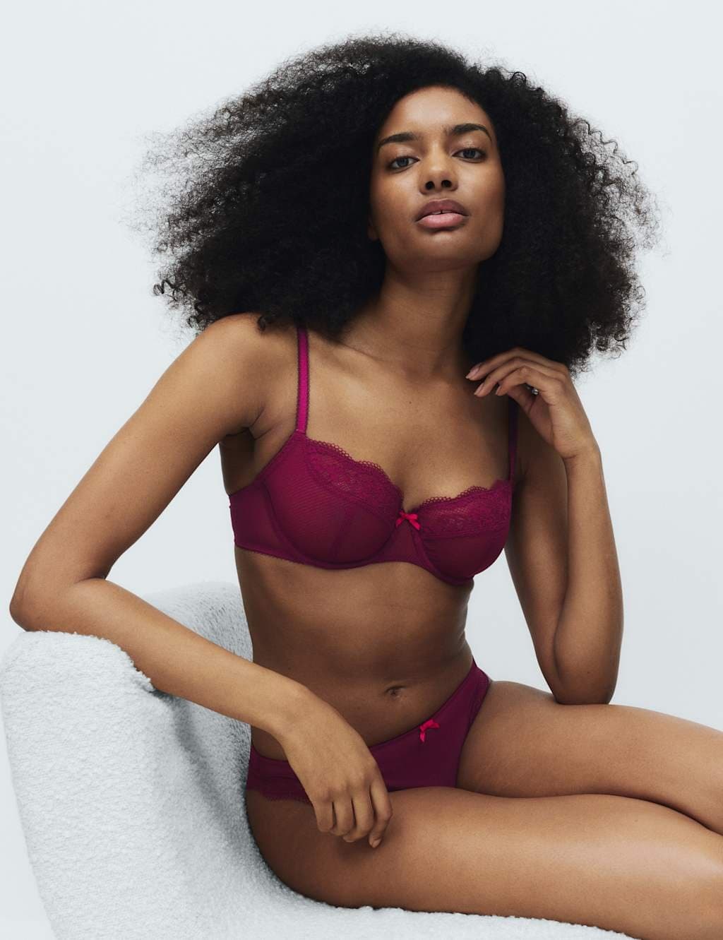 Marks & Spencer M&S Jasmine Lace Wired Balcony Bra A-E Dark Raspberry