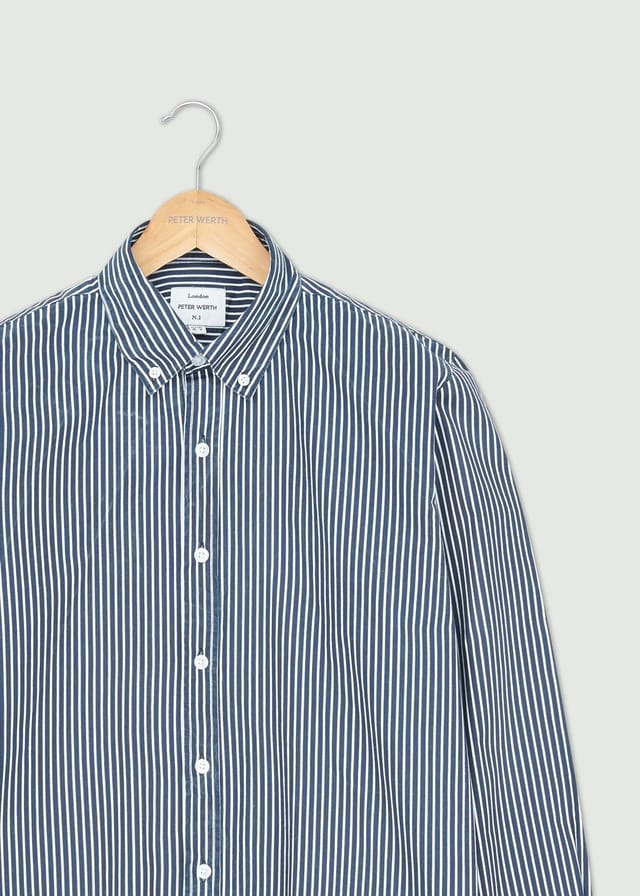 Peter Werth Peter Werth Men's Pinnacle Long Sleeve Shirt in Navy & White - 3