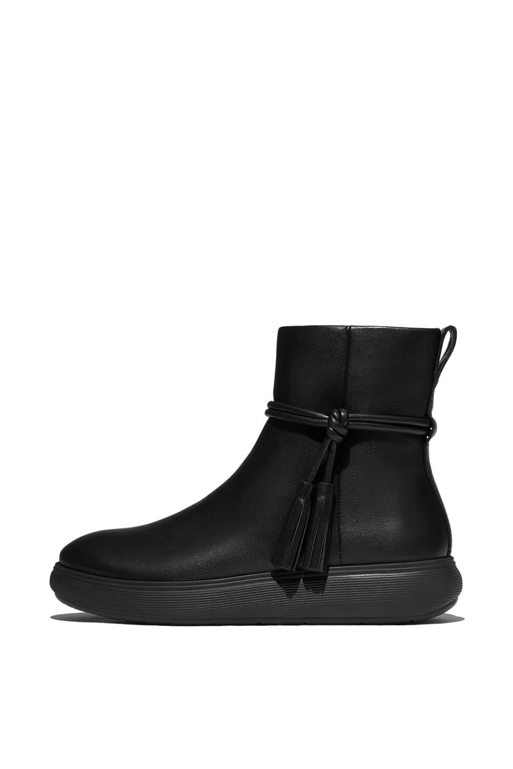 FitFlop FitFlop Women's Iq-Comff Tassel Leather Short Boots All Black