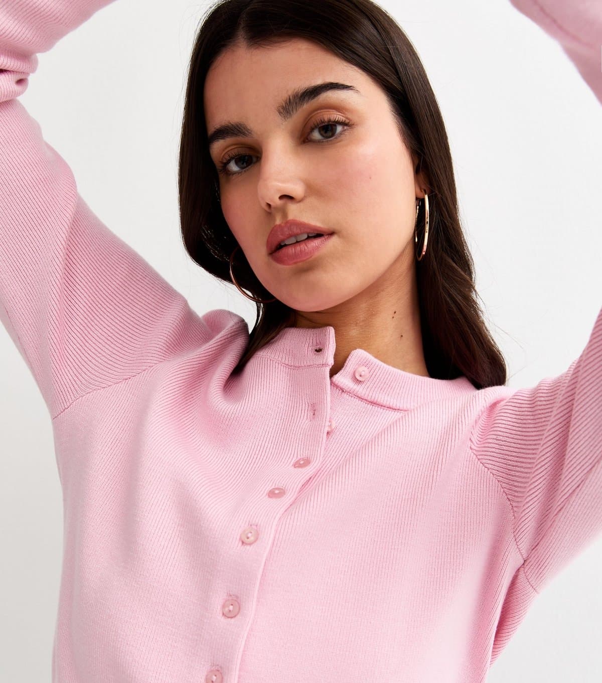 New Look Women's Light Pink Compact Knit Crew Neck Cardigan New Look