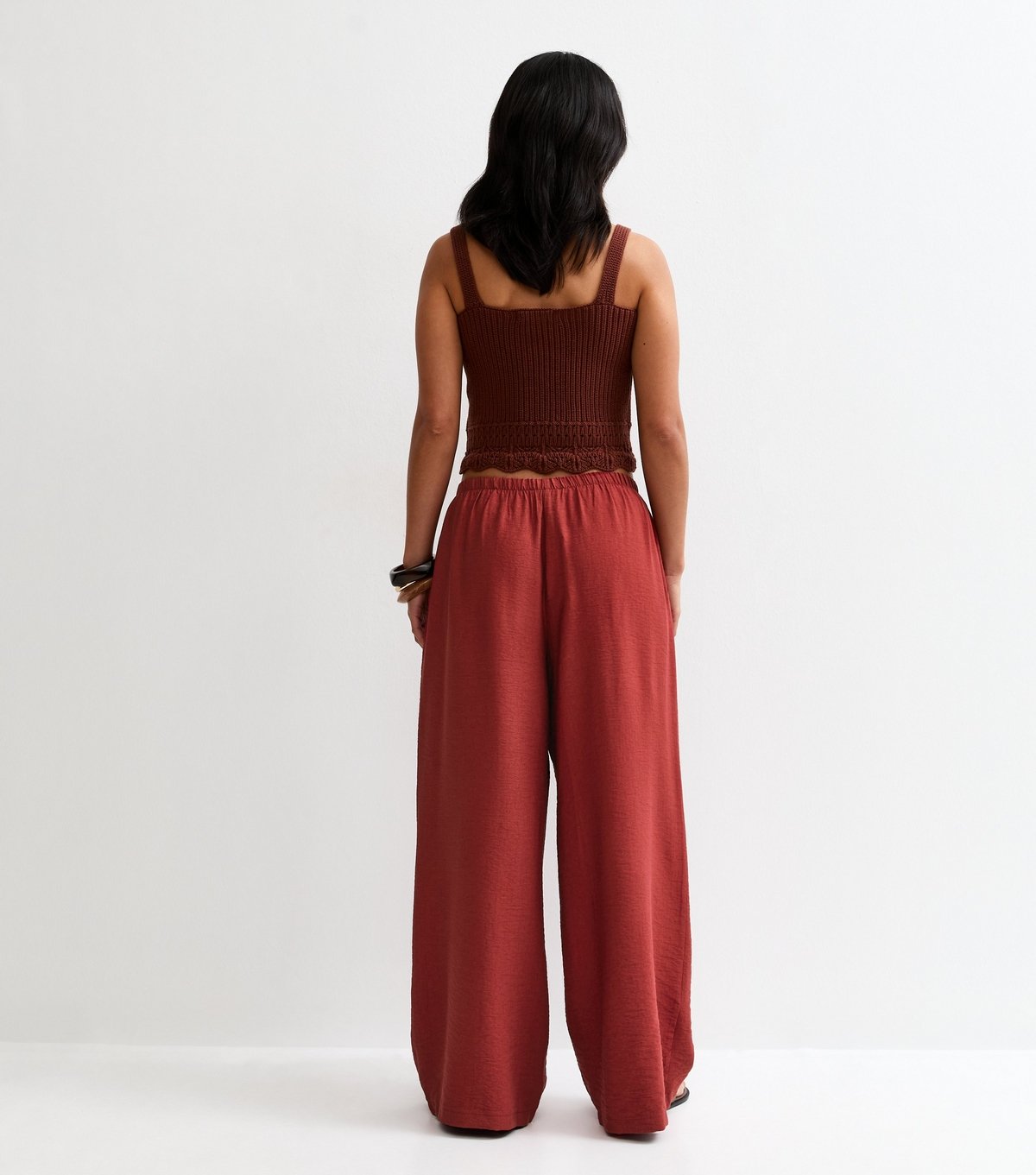 New Look Women's Petite Rust Wide Leg Drawstring Trousers New Look - 4