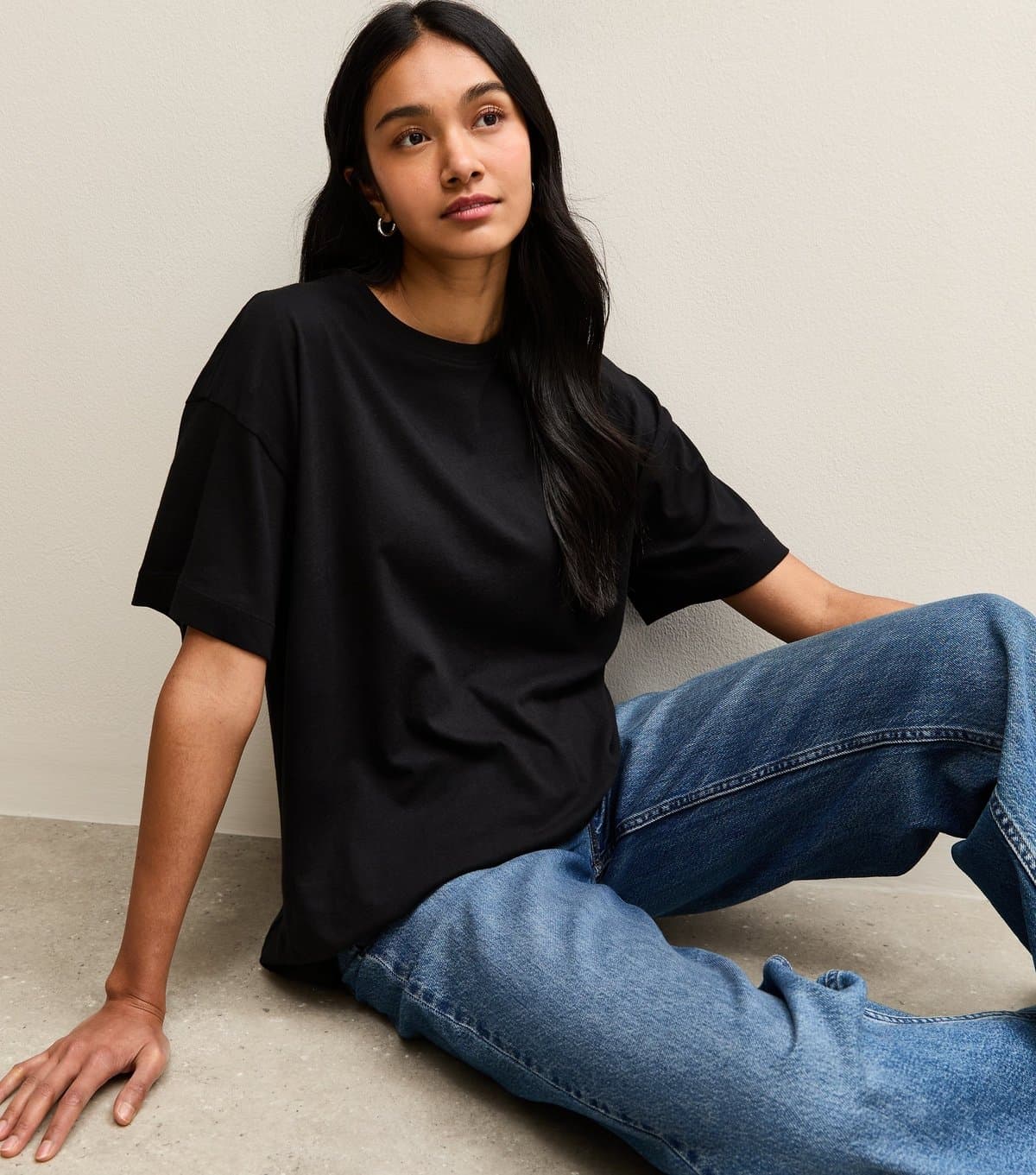 New Look Women's Black Oversized T-Shirt New Look