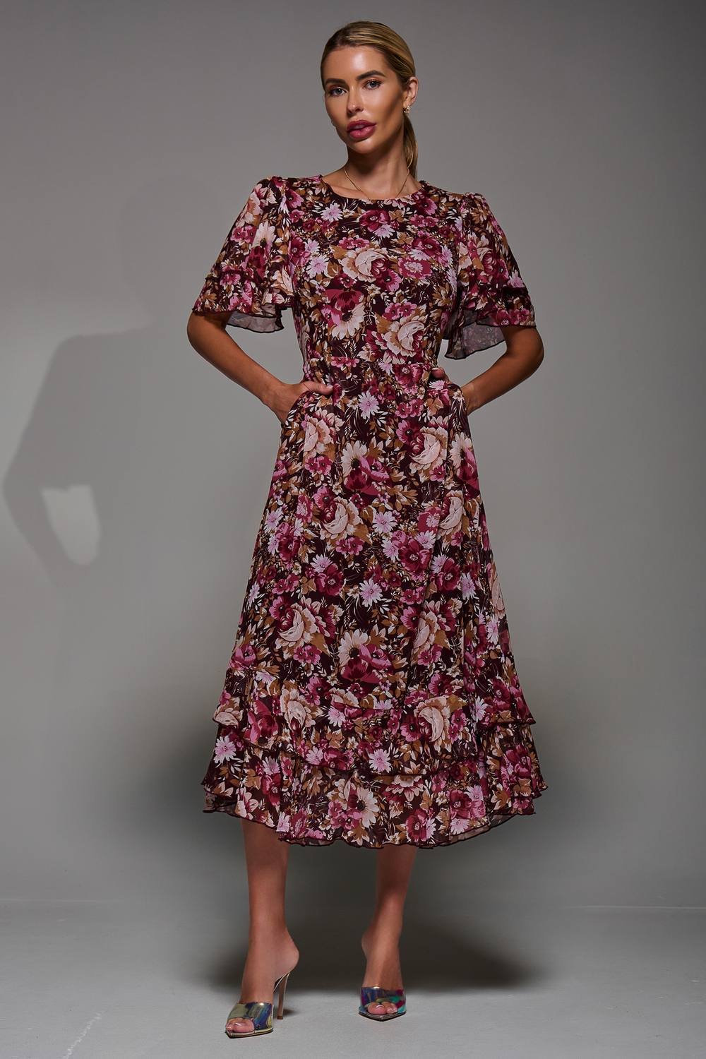 Jolie Moi Jolie Moi Women's Frill Detail Chiffon Midaxi Dress - 4