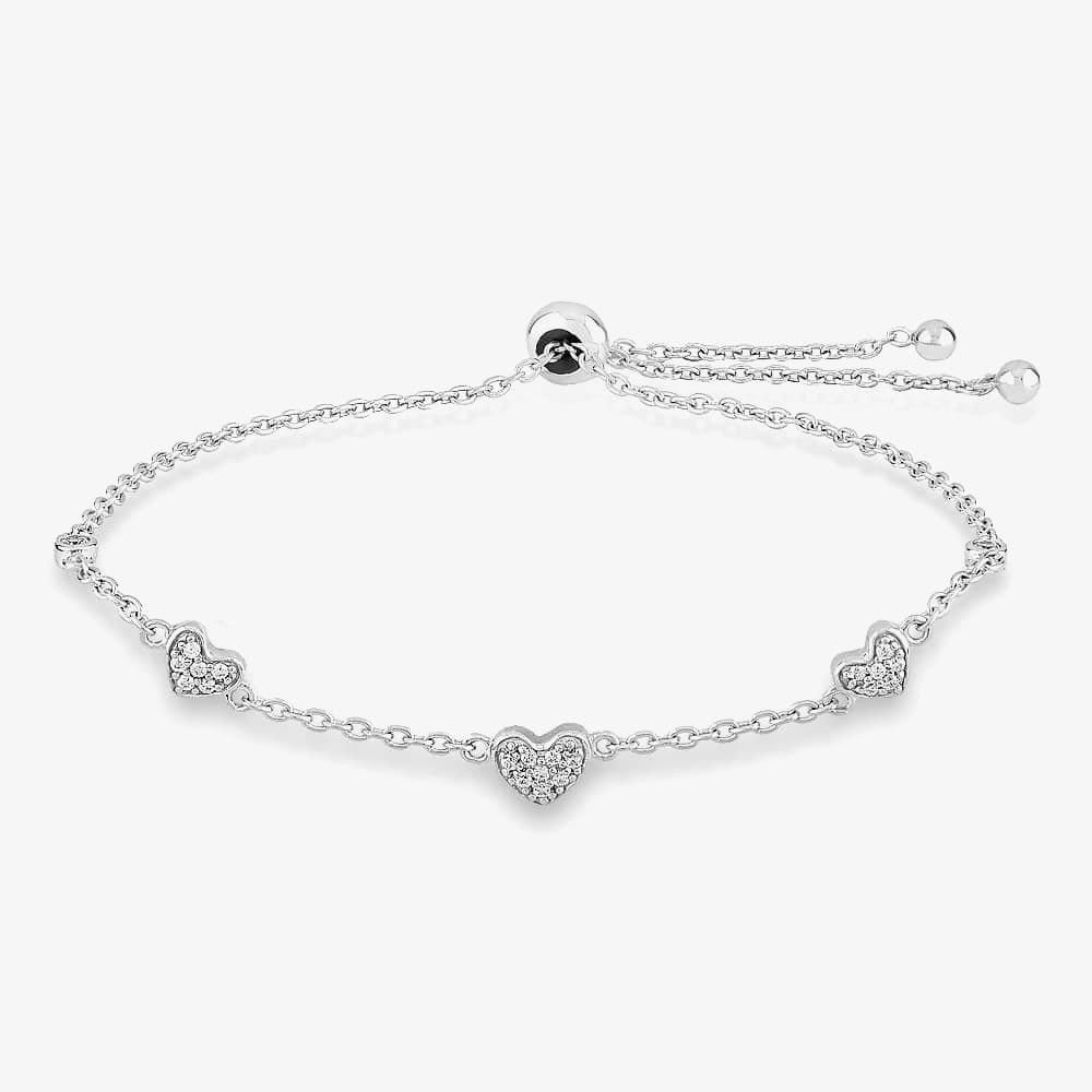 Rosa Lea Rosa Lea Women's Pave Hearts Sliding Bracelet AM-2THB021604 in Silver - 4