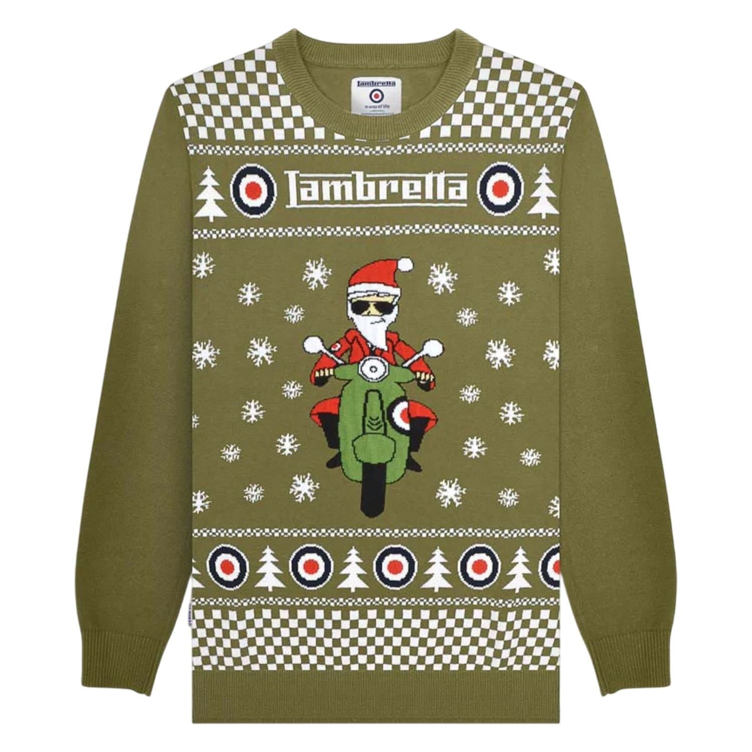 Lambretta Lambretta Men's AW25 Scooter Christmas Jumper in Khaki