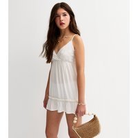 New Look Girls' White Embroidered Babydoll Mini Dress New Look - 1