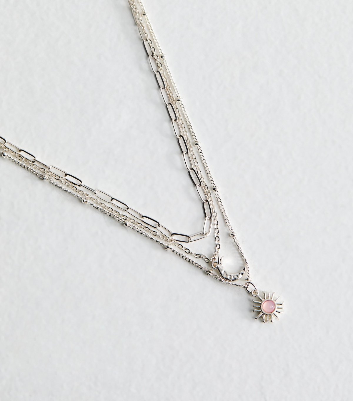 New Look Silver-Tone Multi Row Moon Sun Chain Necklace New Look - 3