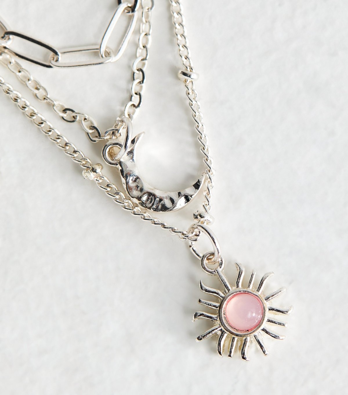 New Look Silver-Tone Multi Row Moon Sun Chain Necklace New Look - 4