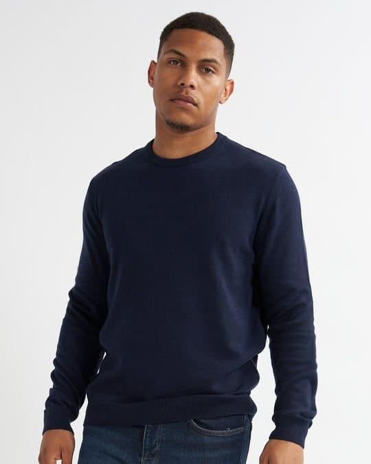Alse Studio Alse Studio Men's Premium Quality 100% Cotton Crew Neck Long Sleeve Jumper in Navy