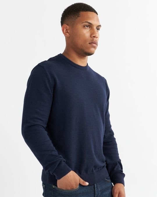 Alse Studio Alse Studio Men's Premium Quality 100% Cotton Crew Neck Long Sleeve Jumper in Navy - 2