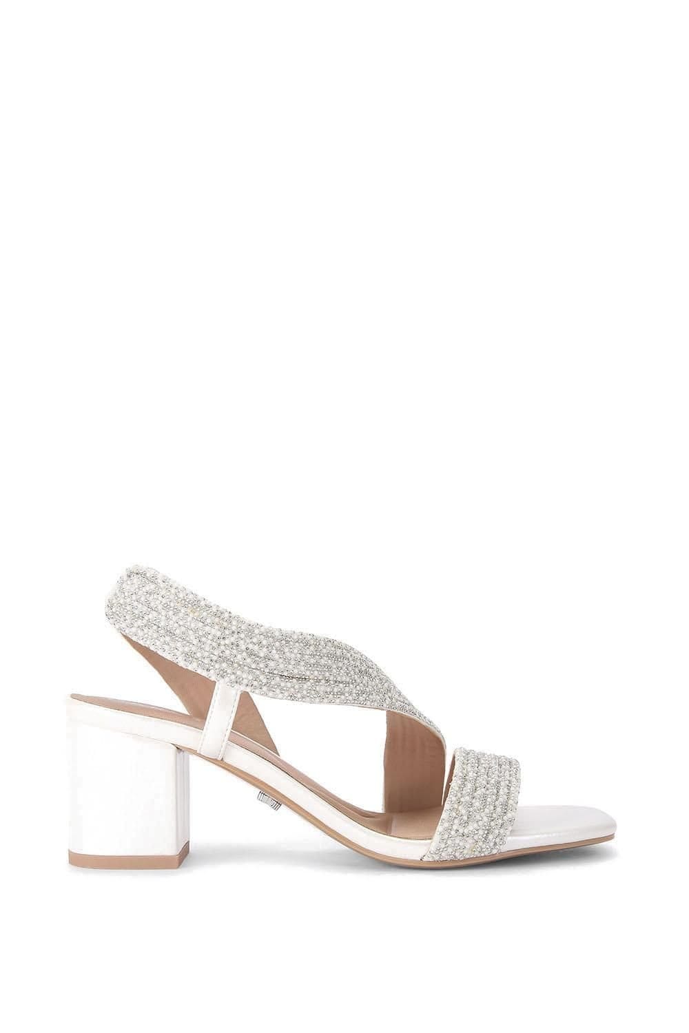 Carvela Carvela Women's 'Gala Block Jewel Wide Fit' Fabric Heels in White - 1