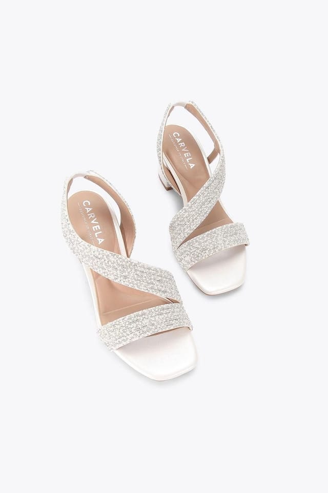 Carvela Carvela Women's 'Gala Block Jewel Wide Fit' Fabric Heels in White - 2