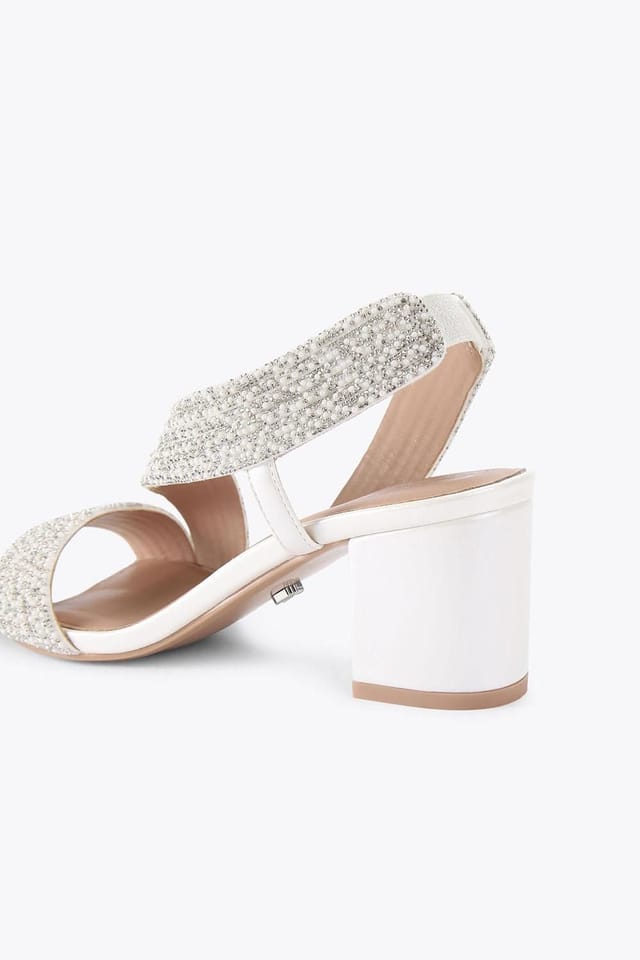 Carvela Carvela Women's 'Gala Block Jewel Wide Fit' Fabric Heels in White - 3